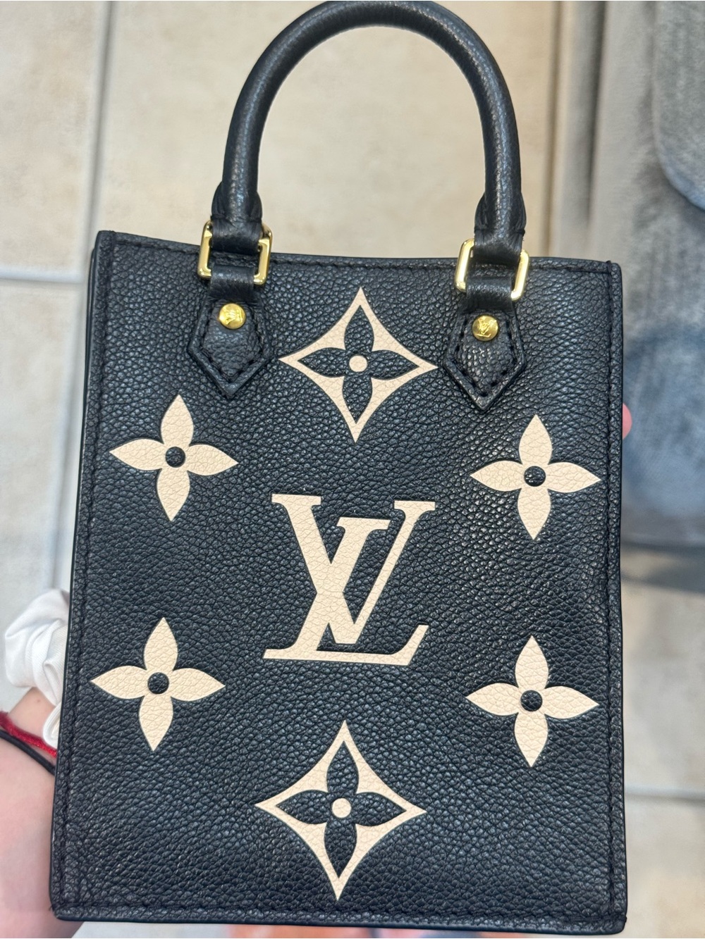 Louis Vuitton Black Mini Tote with Beige Monogram Accents - Picture 9 of 12